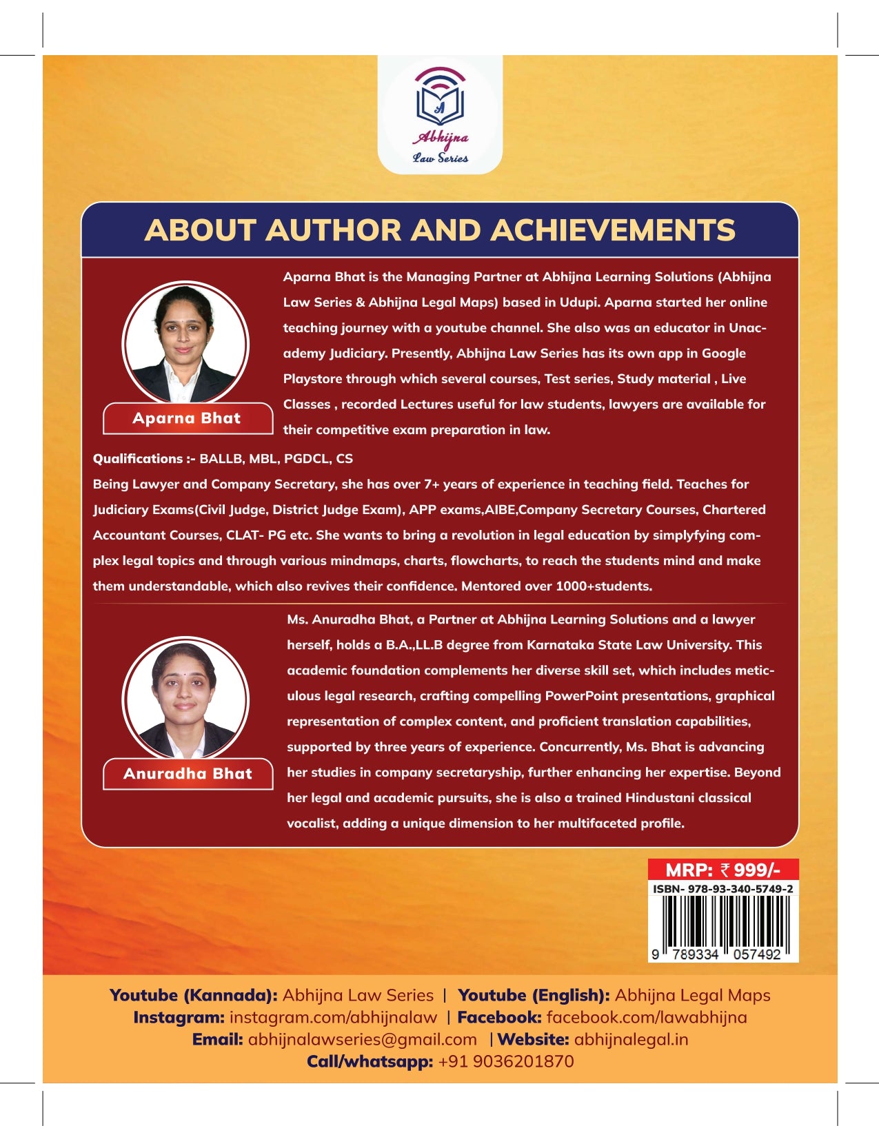 BNSS AND CRPC (QUICK CHARTS) FOR JUDICIARY EXAM (ALL STATES) [Paperback] Aparna Bhat and Anuradha Bhat