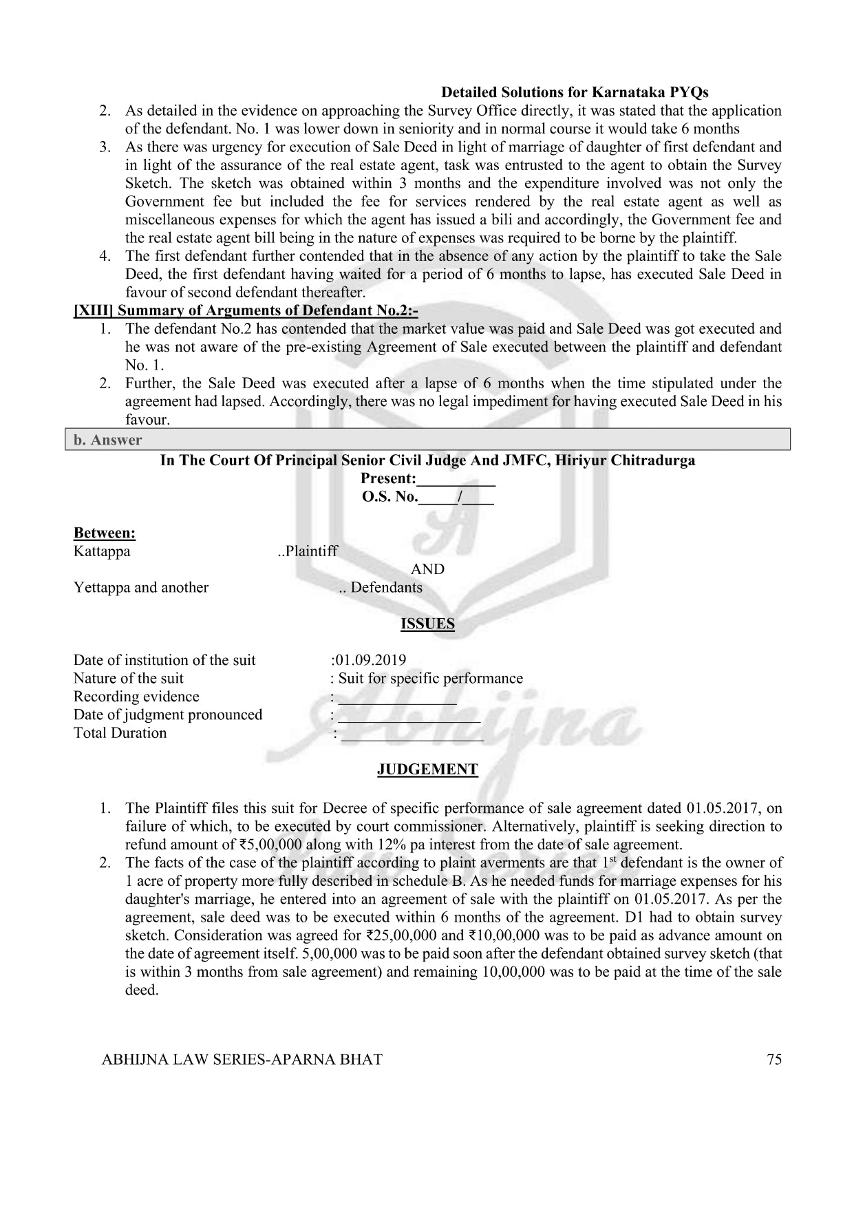 Judgment Writing Book (Civil & Criminal) for Mains [Karnataka Judiciary Law Paper II & III]